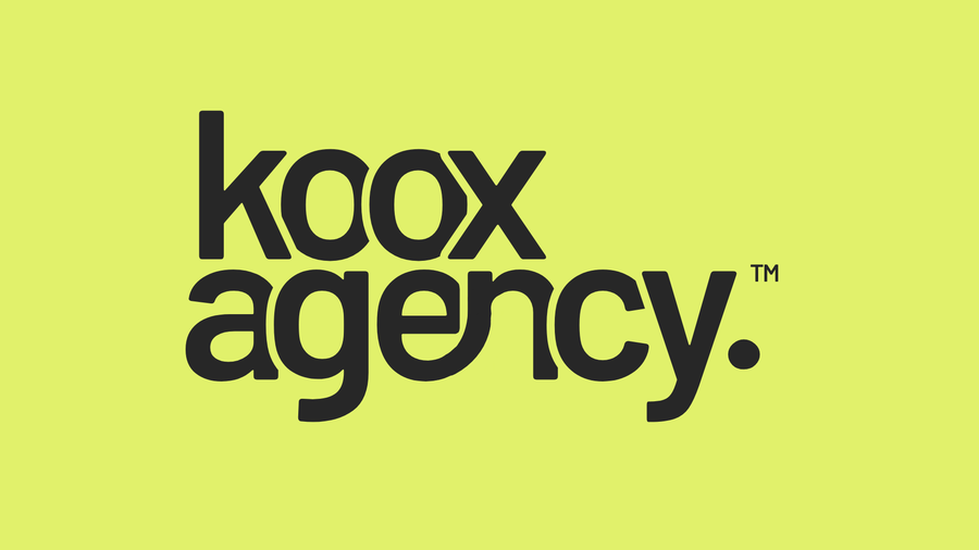 Koox Agency logotype in black on chartreuse.